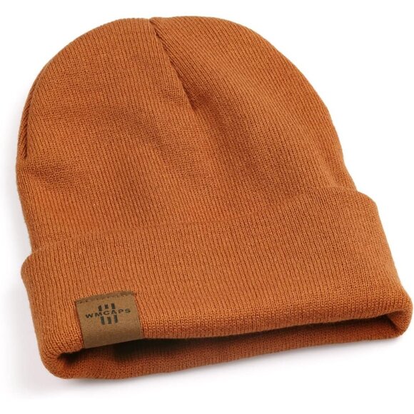 Men and Women Red-brown Acrylic Stretchy Daily Knit Warm Winter Beanie Hats - Picture 2 of 7